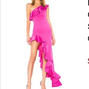 Lovers + friends pink fuchsia long dress gown